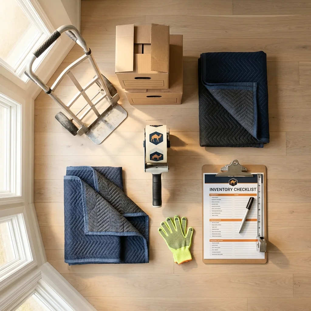 Professional moving supplies and packing materials layout for Clemson residential relocations